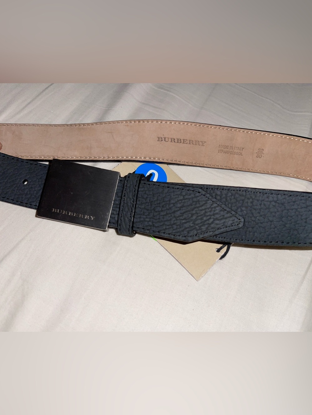 Burberry Charcoal Leather Embossed Elephant Print Belt 32, super luxury - Picture 2 of 6